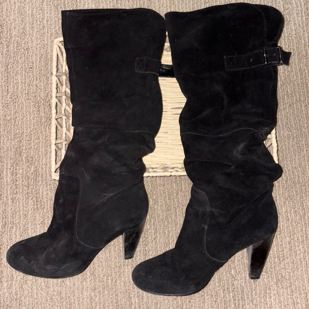 Steve Madden Black Suede Knee-High Boots